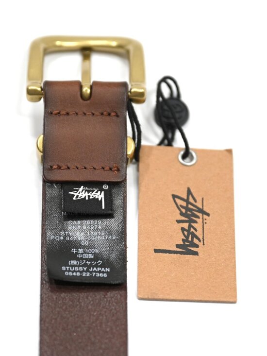 Stussy Metal S Tip Belt in Desert